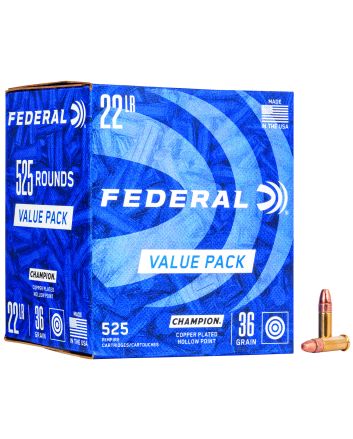 Federal 745 Champion Training Value Pack 22LR 36gr Copper Plated Hollow Point 525 Per Box/10 Case