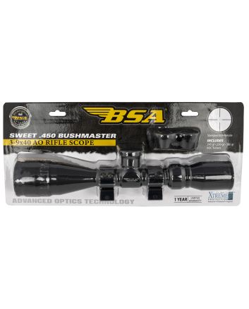 BSA 45039X40AOWRTB Sweet 450 Bushmaster Matte Black 3-9x40mm AO 1" Tube 30/30 Reticle Features Weaver Rings