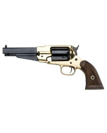 Pietta PF58BR44512 1858 Remington Brass Sheriff 44 Cal 6rd 5.50" Blued Octagonal Steel Barrel &amp; Cylinder, Brass Frame, Checkered Walnut Grip