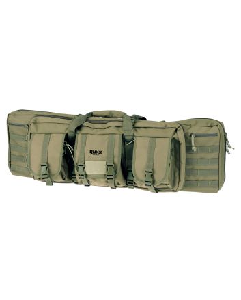 Rukx Gear ATICT42DGG Tactical Double Gun Case 42" Water Resistant Green 600D Polyester w/ Non-Rust Zippers Reinforced Velcro &amp; Adjustable Back Straps