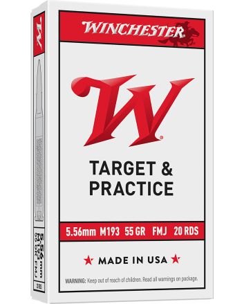 Winchester Ammo WM193K USA M193 5.56x45mmNATO 55gr Full Metal Jacket Lead Core 20 Per Box/50 Case