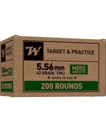 Winchester Ammo WM855200 USA M855 Green Tip 5.56x45mmNATO 62gr Full Metal Jacket 200 Per Box/4 Case