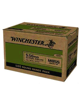 Winchester Ammo WM855500 USA M855 Green Tip 5.56x45mmNATO 62gr Full Metal Jacket 500 Per Box/2 Case