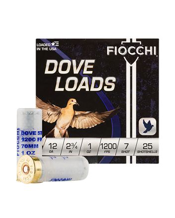 Fiocchi 12DLS17 Dove &amp; Quail12Gauge 2.75" 1oz 7Shot 25 Per Box/10 Case