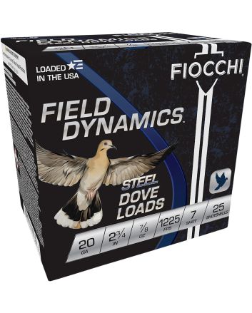 Fiocchi 20DLS7 Field Dynamics Dove &amp; Quail 20Gauge 2.75" 7/8oz 7Shot 25 Per Box/10 Case