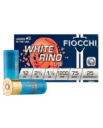 Fiocchi 12WRNL75 Exacta Target White Rino Lite 12Gauge 2.75" 1 1/8oz 7.5Shot 25 Per Box/10 Case