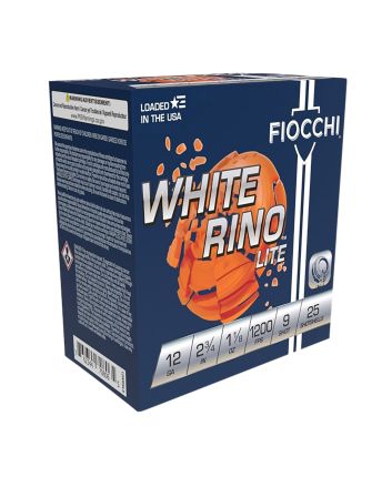 Fiocchi 12WRNL9 Exacta Target White Rino Lite 12Gauge 2.75" 1 1/8oz 9Shot 25 Per Box/10 Case