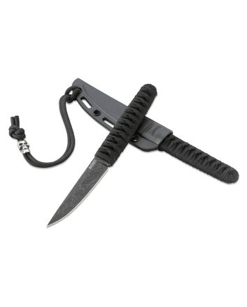 CRKT 2367 Obake3.64" Fixed Plain Acid Etched Gray TiCN 8Cr14MoV SS Blade/ Black Nylon Cord Wrapped Stainless Steel Handle Includes Sheath