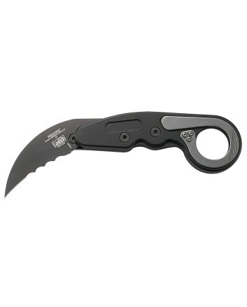 CRKT 4040V Provoke2.41" Folding Hawkbill Veff Serrated Black TiCN D2 Steel Blade, Black Aluminum Handle, Includes Pocket Clip