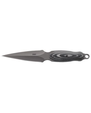 CRKT 2075 Shrill4.77" Fixed Plain Dual-Edge Gray TiN 8Cr13MoV SS Blade/ Black/Gray SS w/Resin Fiber Overlay Handle Includes Sheath