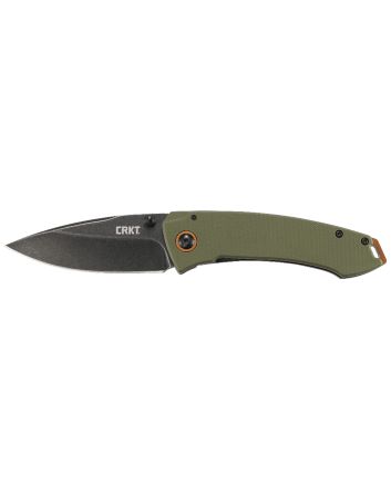 CRKT 2520 Tuna3.22" Folding Plain Stonewashed 8Cr14MoV SS Blade Black/Green G10/SS Handle Includes Pocket Clip