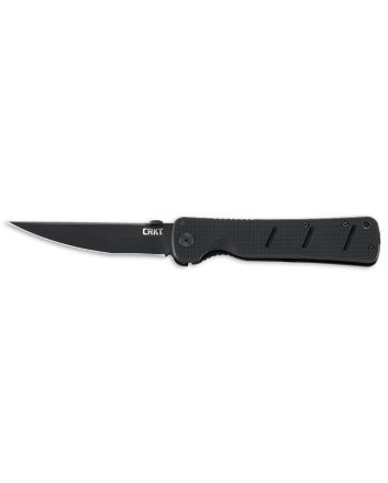 CRKT 2906 Otanashi noh Ken 4.52" Folding Clip Point Plain Black Matte Baked-On Anti Rust AUS-8A SS Blade/ Black Textured G10/SS Handle Includes Pocket Clip