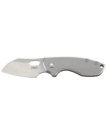 CRKT 5311 Pilar2.40" Folding Plain Satin 8Cr13MoV SS Blade/Bead Blasted Stainless Steel Handle Includes Pocket Clip