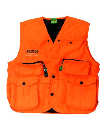 Primos 65703 Gunhunter's Hunting Vest XL Blaze Orange Features Compass &amp; LED Light