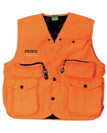 Primos 65702 Gunhunter's Hunting Vest Large Blaze Orange Features Compass &amp; LED Light