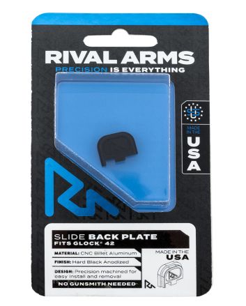 Rival Arms RA43G003A Slide Back Cover PlateSingle Stack Black Anodized Aluminum for Glock 42