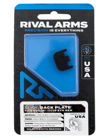 Rival Arms RA43G004A Slide Back Cover PlateDouble Stack Black Anodized Aluminum for Glock 17/19 Gen5