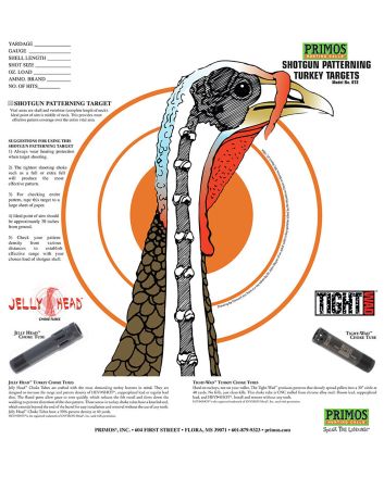 Primos 6041 Patterning TurkeyHanging Paper Targets, For Use With Shotgun 10.75" x 11.50" Multi-Color 12 PK