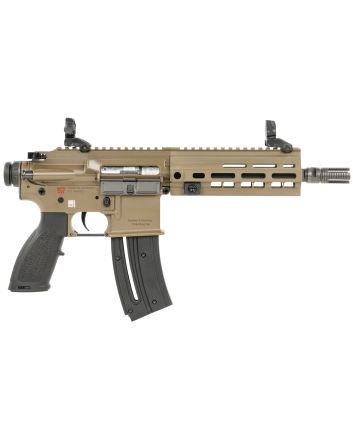 HK 81000531 416Sports South Exclusive 22 LR 10+1 8.50" Black Steel Threaded Barrel, Flat Dark Earth Aluminum w/M-LOK &amp; Picatinny Rail Receiver, Black Polymer Grip, Right Hand
