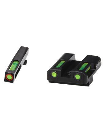 HiViz GLN525 LiteWave H3 Sight Set for Glock Green Tritium Orange Outline Front Sight-Green Fiber Optic Rear Sight