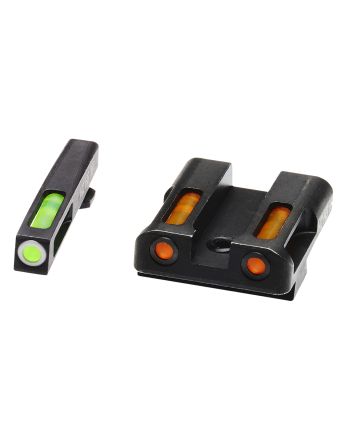 HiViz GLN429 LiteWave H3 Sight Set for Glock Green Tritium White Outline Front Sight-Orange Fiber Optic Rear Sight