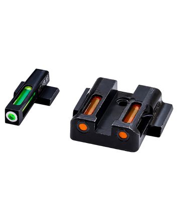 HiViz MPSN421 LiteWave H3 Sight Set for S&amp;W Shield Green Tritium White Outline Front Sight-Orange Fiber Optic Rear Sight