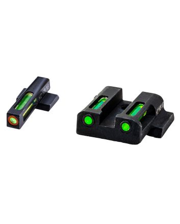 HiViz MPSN521 LiteWave H3 Sight Set for S&amp;W Shield Green Tritium Orange Outline Front Sight-Green Fiber Optic Rear Sight