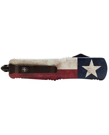 Templar Knife SCAP331 Gen II Captain Small 2.69" OTF Drop Point Plain Black Oxide Stonewashed 440C SS Blade, 4.31" Red/White/Blue w/Star Aluminum Handle Glass Breaker