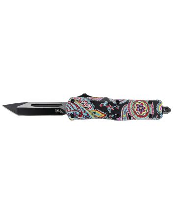 Templar Knife SQT231 Gen II Quilt Small 2.69" OTF Tanto Plain Black Oxide Stonewashed 440C SS Blade, 4.31" Multi-Color Aluminum Handle, Glass Breaker