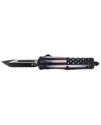 Templar Knife SUS231 Gen II US Flag Small 2.69" OTF Tanto Plain Black Oxide Stonewashed 440C SS Blade, 4.31" US Flag Aluminum Handle, Glass Breaker