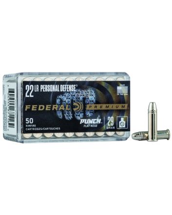 Federal PD22L1 Premium Personal Defense Punch 22LR 29gr Flat Nose 50 Per Box/100 Case