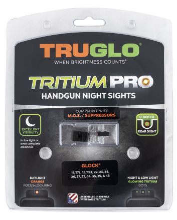 TruGlo TG231G1MC Tritium ProBlack | Green Tritium Orange Outline Front Sight Green Tritium Rear Sight
