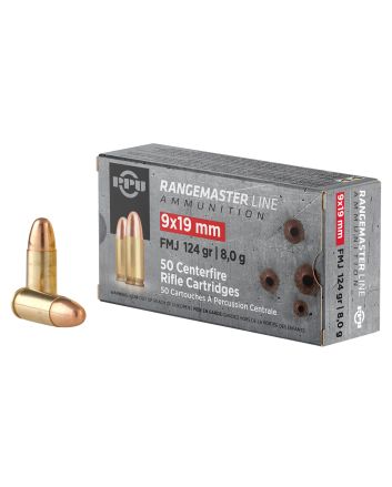 PPU PPRM9 Rangemaster9mmLuger 124gr Full Metal Jacket 50 Per Box/20 Case