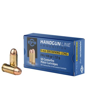 PPU PPH9BL Handgun9mmBrowningLong 108gr Full Metal Jacket 50 Per Box/20 Case