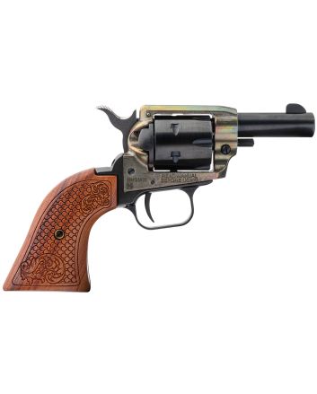 Heritage Mfg BK22CH2WBRN10 Barkeep22 LR 6 Shot, 2.67" Black Oxide Steel Barrel, Simulated Case Hardened Zinc Alloy Frame, Black Oxide Cylinder, Custom Scroll Wood Grip, Manual Safety, Exposed Hammer