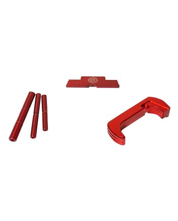 Cross Armory CRG5OKRD 3 Piece KitExtended Compatible w/ Glock 26 Gen5 Compatible w/Glock 17/19/26/34 Gen5 Red Anodized Steel/Aluminum