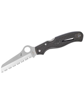 Spyderco C89SBK Atlantic Salt3.69" Folding Sheepsfoot Serrated H1 Steel Blade Black Molded FRN Handle Includes Pocket Clip