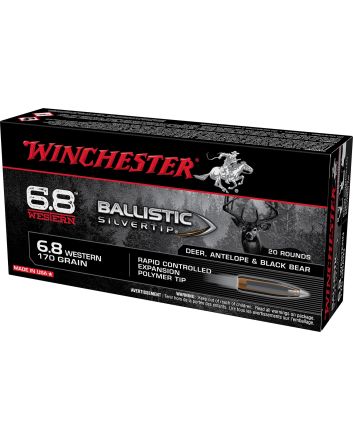 Winchester Ammo SBST68W Ballistic Silvertip6.8Western 170gr Rapid Controlled Expansion Polymer Tip 20 Per Box/10 Case
