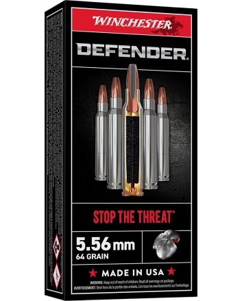 Winchester Ammo S556PDB Defender5.56x45mmNATO 64gr Bonded Solid Base 20 Per Box/10 Case