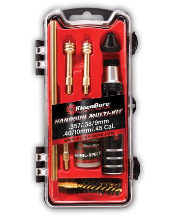KleenBore HMK3845 Multi-Pistol Kit .38/ .40/ .45/ 9mm/ 10mm Handgun Black/Red