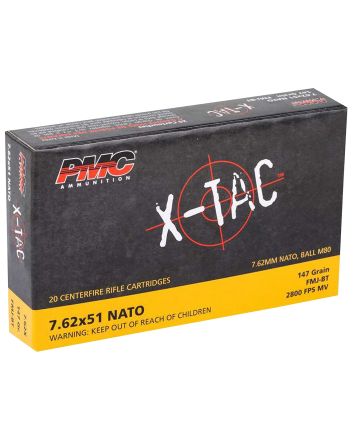 PMC 762X X-Tac7.62x51mmNATO 147gr Full Metal Jacket Boat Tail 20 Per Box/25 Case