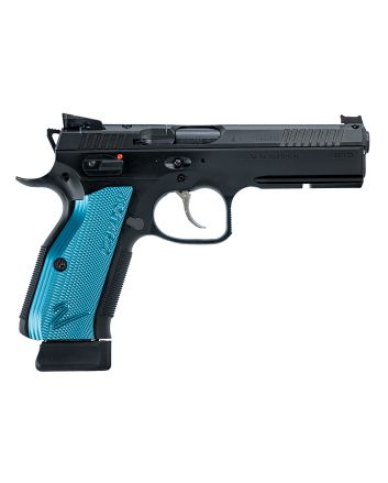 CZ-USA 91251 Shadow 2 Optics-Ready 9mm Luger 4.89" 19+1 Overall Black Finish with Inside Railed Steel with Optic Cut Slide, Blue Aluminum Grip, Non-Tilted Barrel &amp; Picatinny Rail