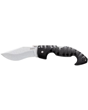 Cold Steel CS21ST Spartan4.50" Folding Plain Stone Washed Japanese AUS-10A SS Blade/Black Griv-Ex w/Steel Liners Handle Includes Pocket Clip