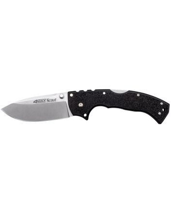 Cold Steel CS62RQ 4-Max Scout 4" Folding Plain Stone Washed Japanese AUS-10A SS Blade/ Black Griv-Ex Handle Includes Pocket Clip