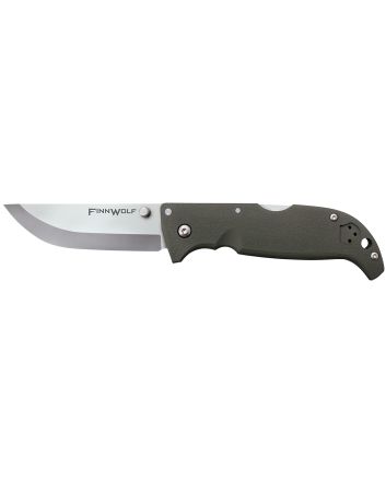Cold Steel CS20NPF Finn Wolf 3.50" Folding Clip Point Plain Satin Polished AUS-8A SS Blade/OD Green Griv-Ex Handle Includes Pocket Clip