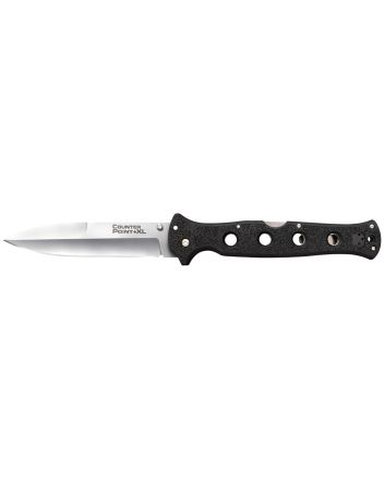 Cold Steel CS10AA Counter Point XL 6" Folding Spear Point Plain Satin AUS-10A SS Blade/Black Griv-Ex Handle Includes Pocket Clip