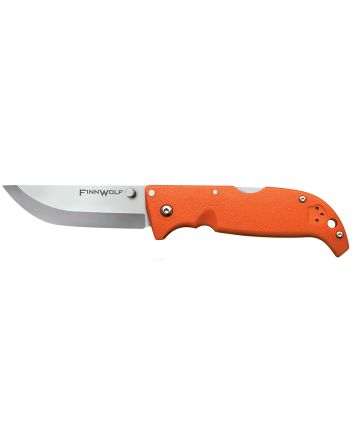 Cold Steel CS20NPJ Finn Wolf 3.50" Folding Straight Back Plain Satin Polished AUS-8A SS Blade/Blaze Orange Griv-Ex Handle Includes Pocket Clip