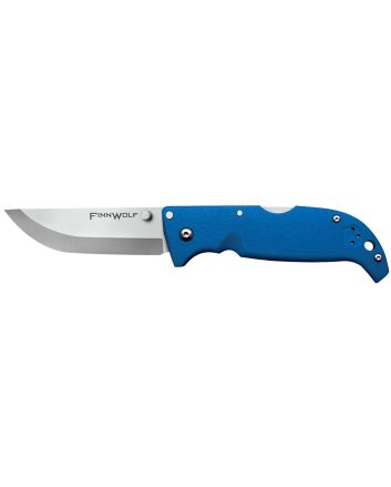 Cold Steel CS20NPG Finn Wolf 3.50" Folding Straight Back Plain Satin Polished AUS-8A SS Blade/Blue Griv-Ex Handle Includes Pocket Clip