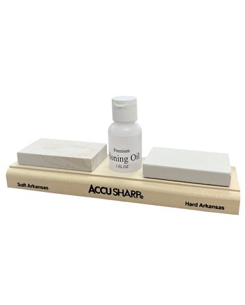 AccuSharp 023C Whetstone Combo Kit Fine, Coarse Natural Arkansas Stone Sharpener Includes Honing Oil