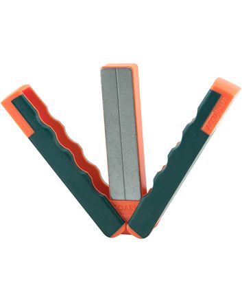 AccuSharp 077C Paddle Sharpener Folding Fine, Coarse Diamond Sharpener Gray/Orange Overmolded Rubber Handle